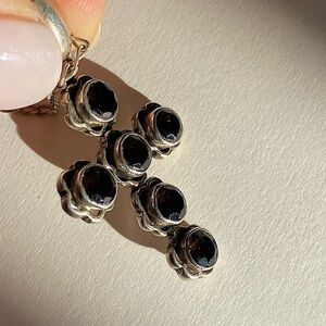 925 Sterling silver Smokey Quartz cross pendant necklace